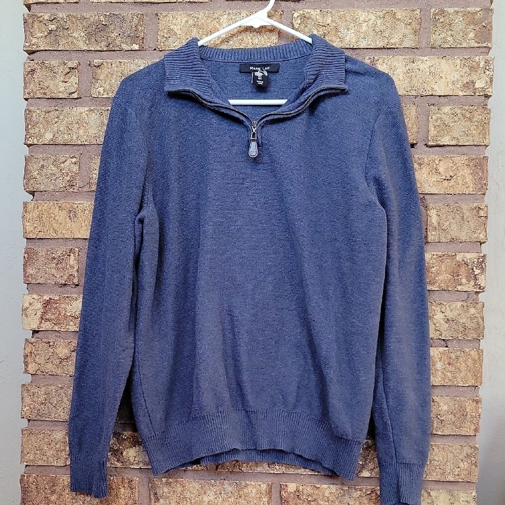 Mark Law Men's Classic Blue Quarter Zip-Up Sweater Size Large
